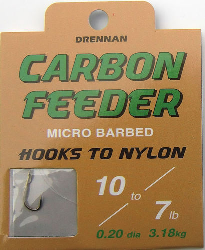 Drennan Carbon Feeder Haken #10 gebunden mit 0.20mm 35cm Lang in 8er Pack