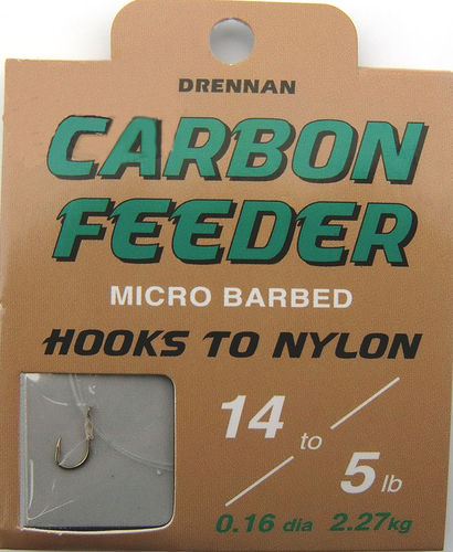Drennan Carbon Feeder Haken #14gebunden mit 0.16mm 35cm Lang in 8er Pack