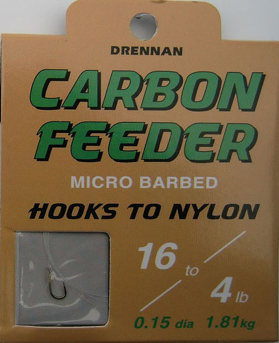 Drennan Carbon Feeder Haken #16 gebunden mit 0.15mm 35cm Lang in 8er Pack