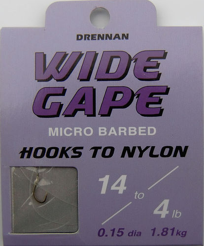 Drennan Wide Gape Haken #14gebunden mit 0.15mm 35cm lang in 8er Pack
