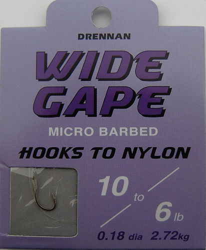 Drennan Wide Gape Haken #10gebunden mit 0.18mm 35cm lang in 8er Pack