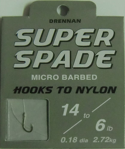 Drennan Super Spade Haken #14 gebunden mit 0.18mm 35cm lang in 8er Pack