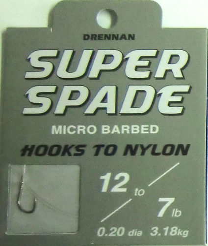 Drennan Super Spade Haken #12 gebunden mit 0.20mm 35cm lang in 8er Pack